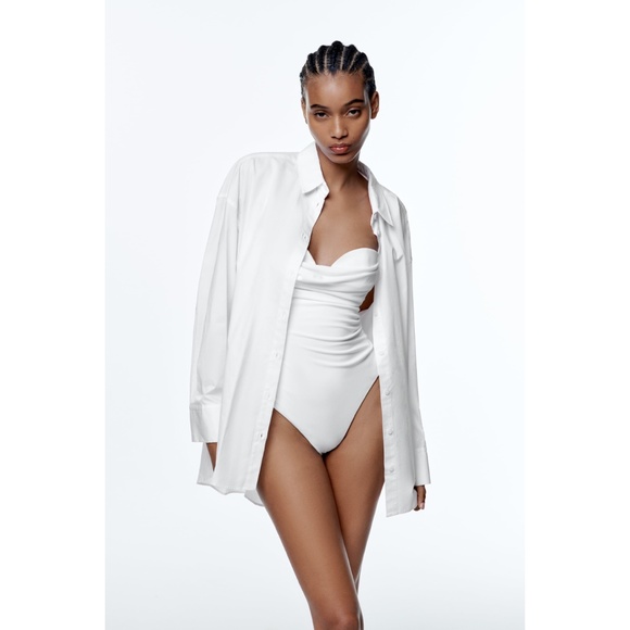 Zara Tops Nwt Zara Draped Bodysuit Xsmall Poshmark